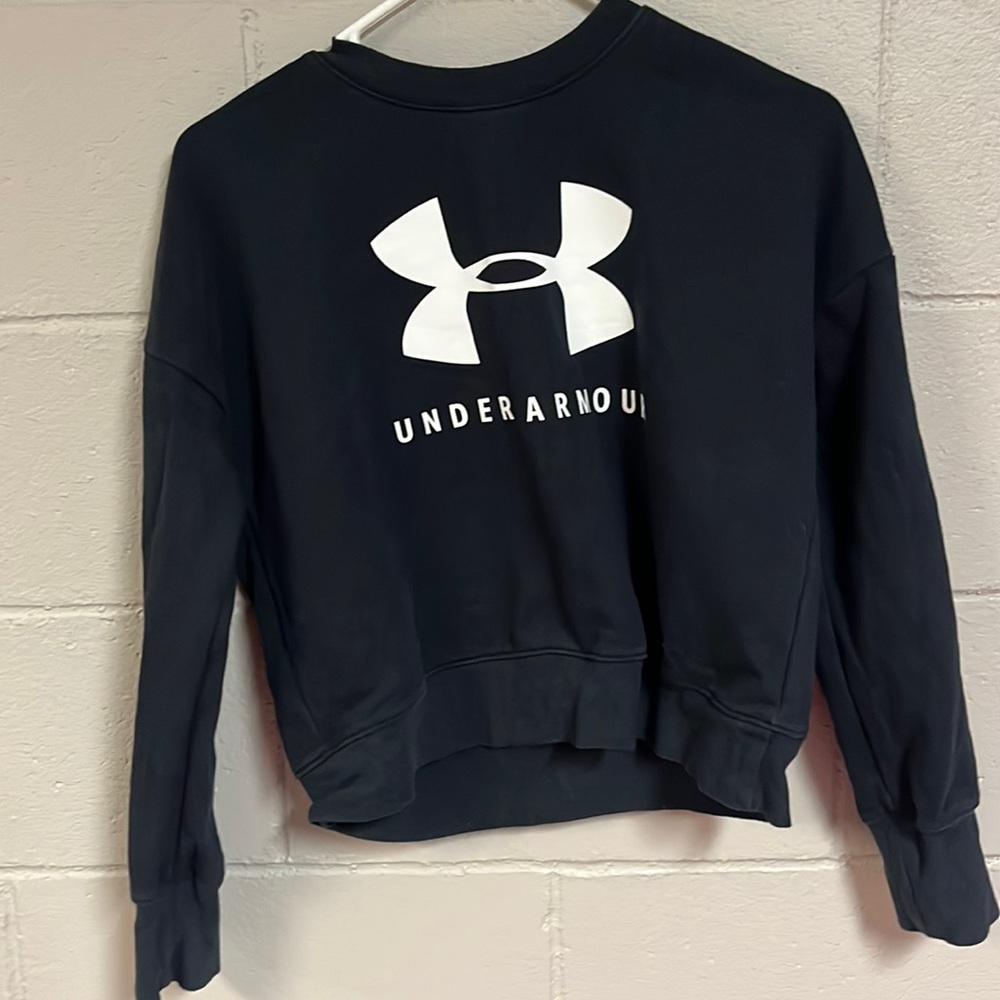 Girls Youth Extra Large Under Armour Black and White Crewneck